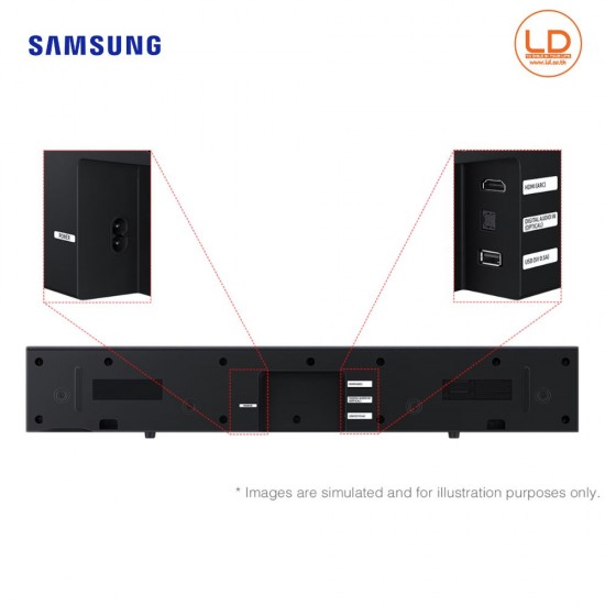 SAMSUNG ซาวด์บาร์ รุ่น HW-B400F/XT ลำโพงซาวด์บาร์ ระบบเสียง 2.0 ch  HW-B400F