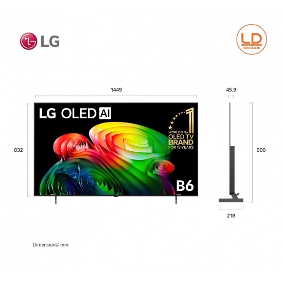 LG 65 นิ้ว รุ่น OLED65B6PSA LG OLED AI B6 4K Smart TV 2026 65B6 LG 65 นิ้ว รุ่น OLED65B6PSA LG OLED AI B6 4K Smart TV 2026 65B6