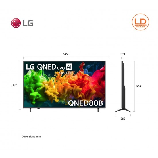 LG ทีวี 65นิ้ว รุ่น 65QNED80BSA LG QNED evo AI Mini LED QNED80 4K Smart TV 2026 65QNED80B
